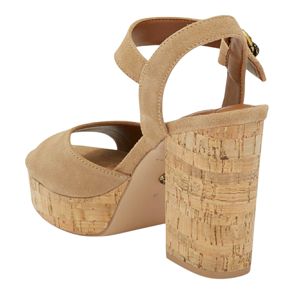 Kurt Geiger Mayfair Tan Cork Platform Block Heel Sandals w/ Crystal Eagle NIB! ♡ - Picture 10 of 11